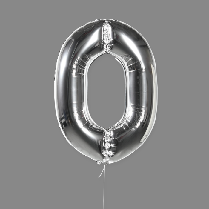 Шар фольгированный серебро "0"