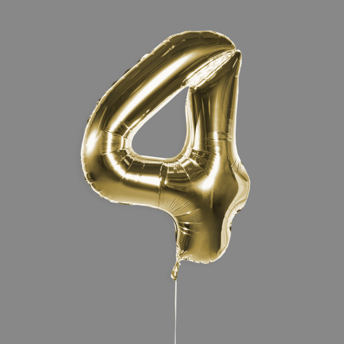 Шар фольгированный золото "4"