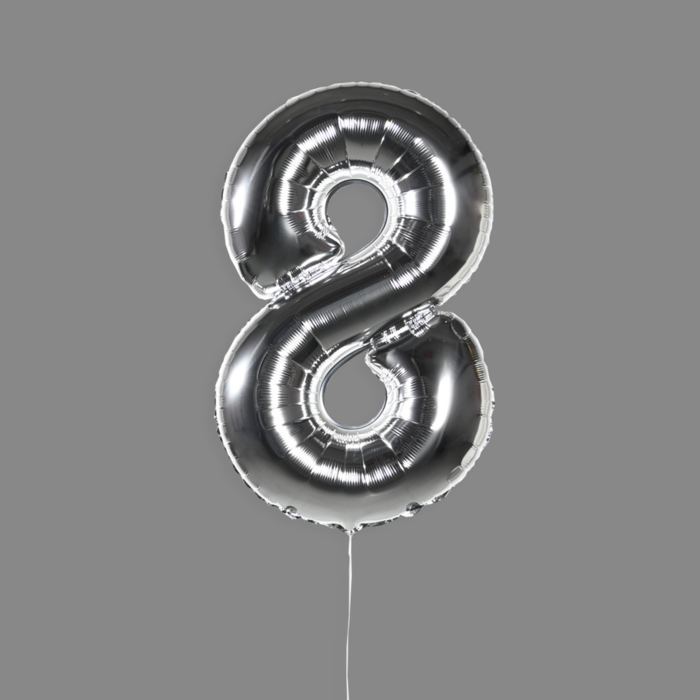Шар фольгированный серебро "8"