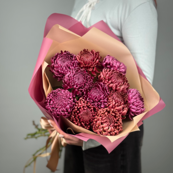 Букет из 11 хризантем бигудей микс