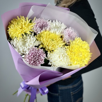 Букет из 9 хризантем микс