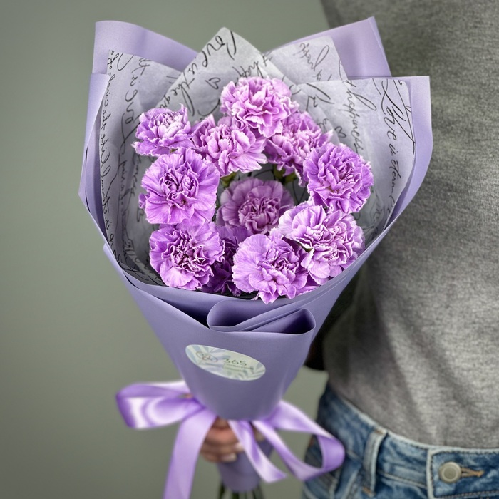 Букет из 1 сиреневых гвоздик