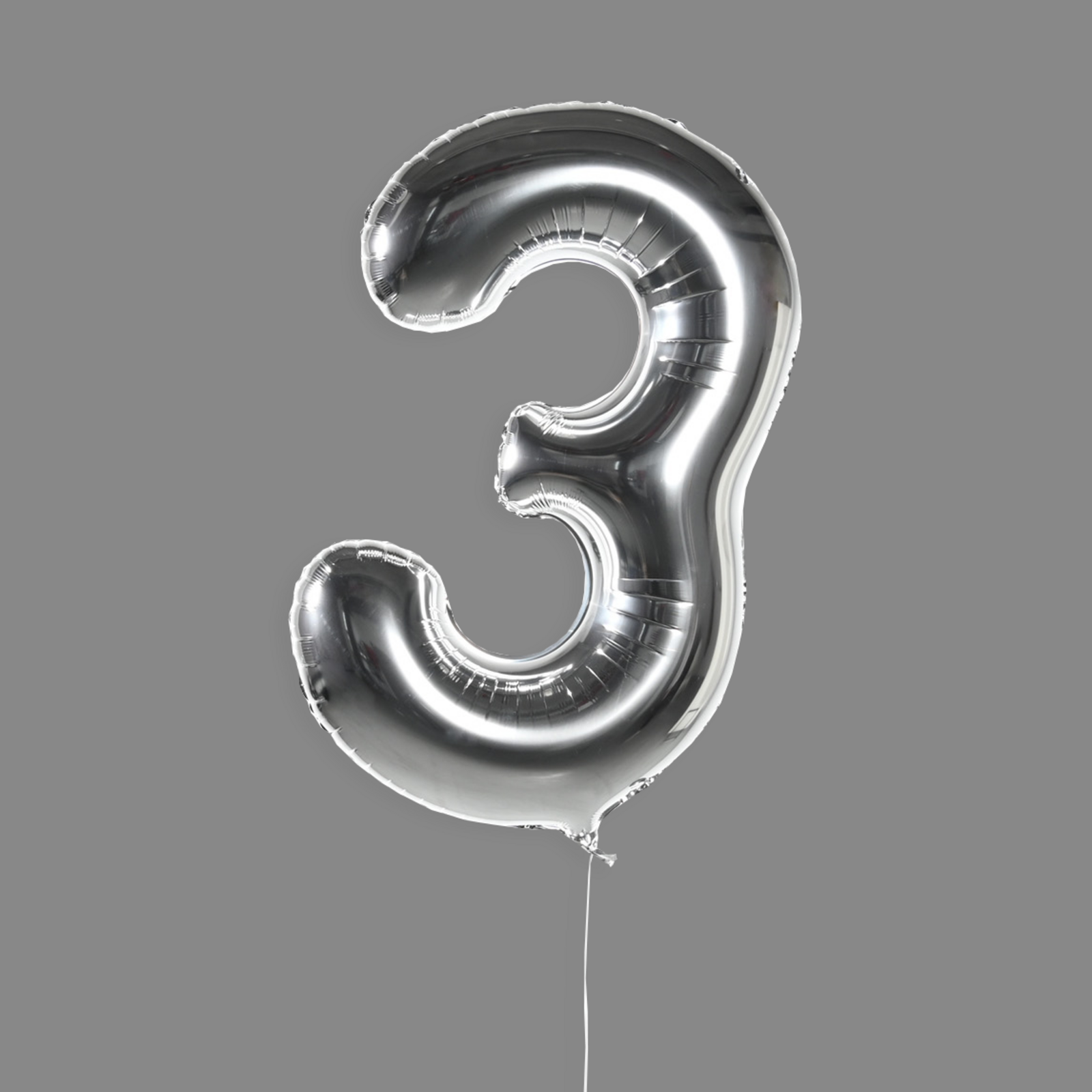 Шар фольгированный серебро "3"