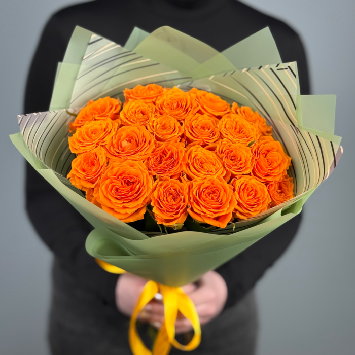 Букет из 1 оранжевой розы 50 см