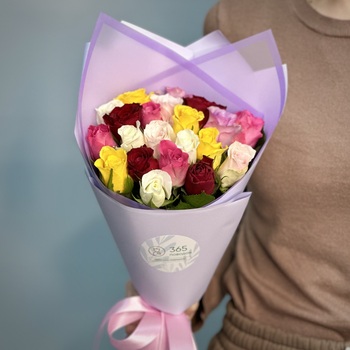 Букет из 21 розы Кения яркий микс