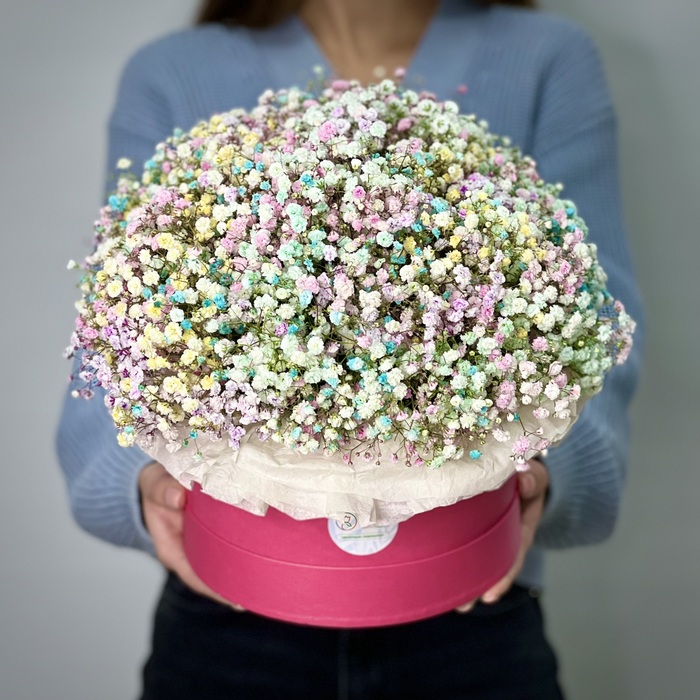 Цветы в коробке Радуга L