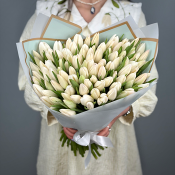 Букет из 101 белых тюльпанов