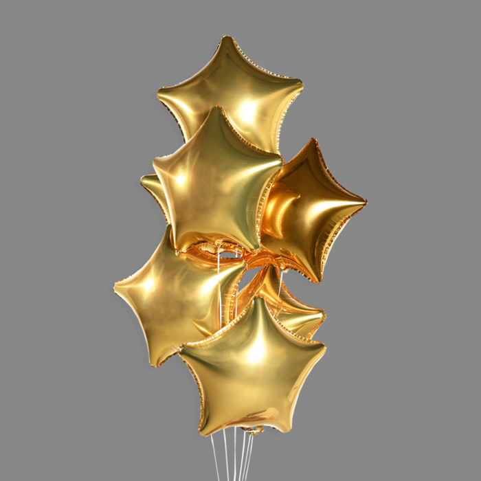 Шары фольгированные звезды золото (7 шт)