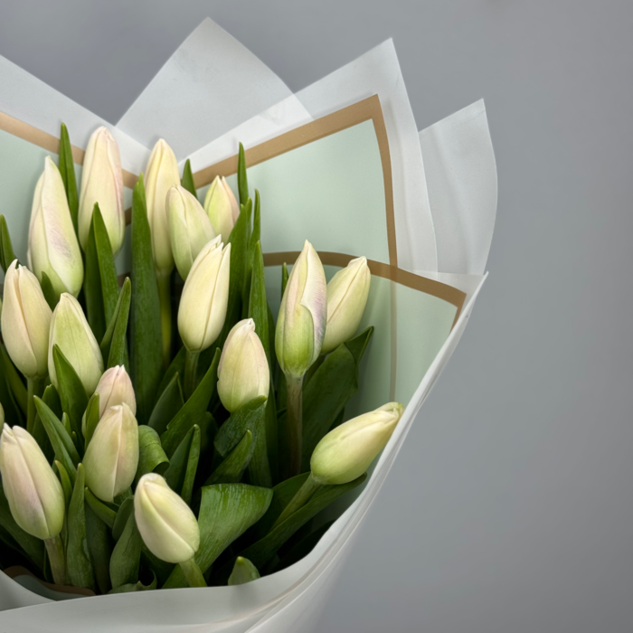 Букет из 21 белых тюльпанов