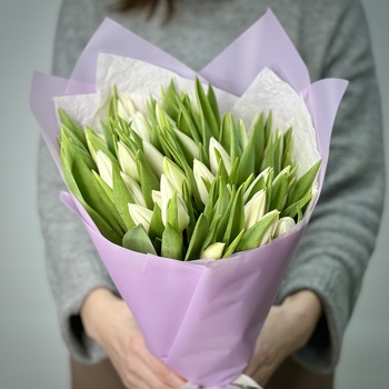 Букет из 31 белых тюльпанов