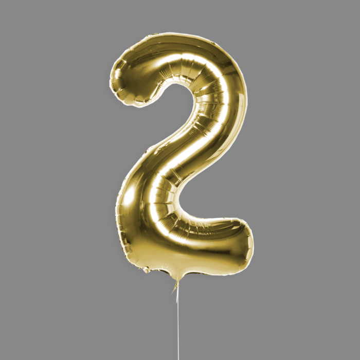 Шар фольгированный золото "2"