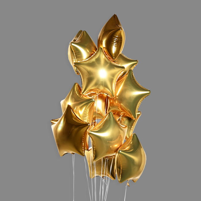 Шары фольгированные звезды золото (15 шт)