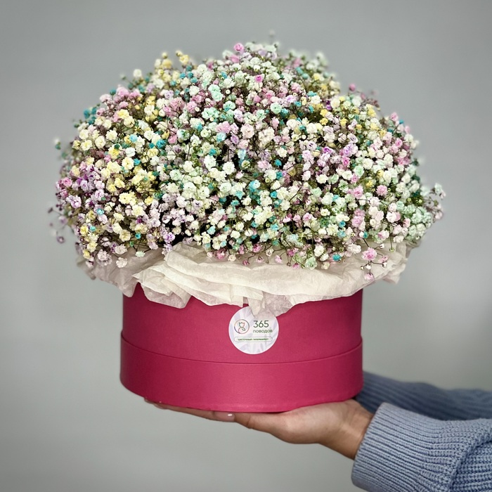 Цветы в коробке Радуга L