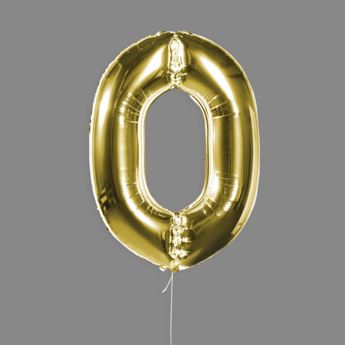 Шар фольгированный золото "0"