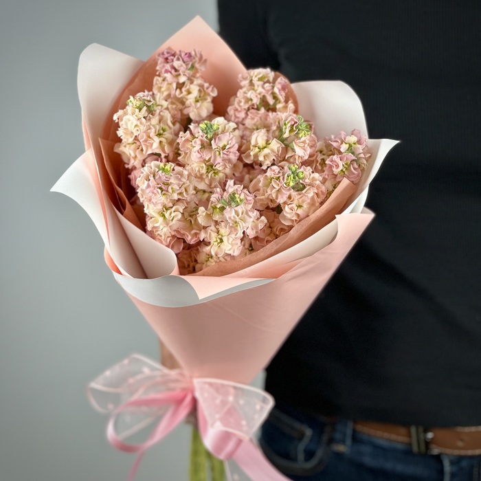 Букет из 9 персиковых маттиол